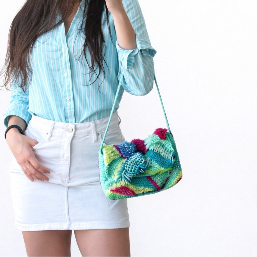 Boho Handmade Crochet Bag | Colorful Embroidered Shoulder Purse | Artisan
